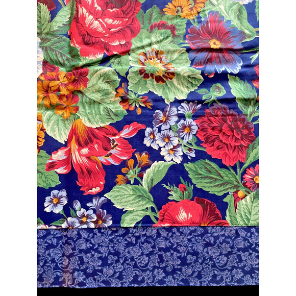 Blue Floral Curtain Valance Cottagecore English Romantic Roses 86"x23" Vintage - Picture 6 of 12